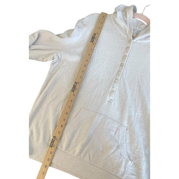 Barefoot Dreams Cozychic Lite Half Button Women's XL Ivory Hoodie Kangaroo - Picture 9 of 12
